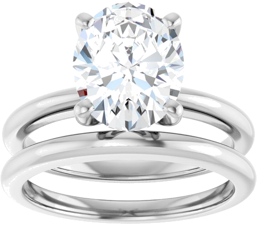 14K White  10x8 mm Oval Solitaire Engagement Ring Mounting (8)