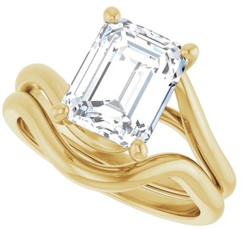 Sužadėtuvių Žiedas „Bypass“ 14k yellow gold Emerald 9mm x 7mm (10)