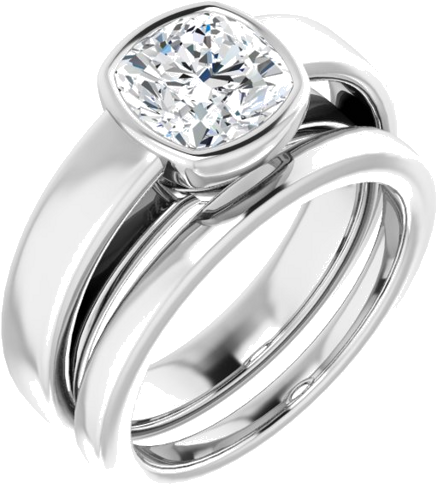 Sužadėtuvių Žiedas „Bezel-Set Solitaire“ 14k white gold Cushion 7mm (6)