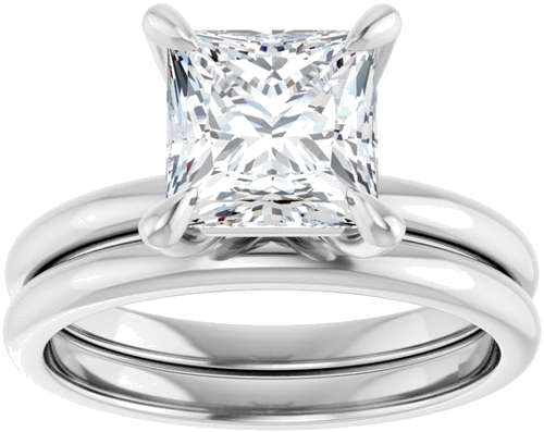 Sužadėtuvių Žiedas „Solitaire“ 10k white gold Square 7mm (8)