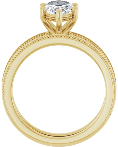 Sužadėtuvių Žiedas „Solitaire Milgrain“ 14k yellow gold Marquise 12mm x 6mm (7)