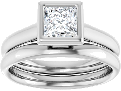 Sužadėtuvių Žiedas „Bezel-Set Solitaire“ 14k white gold Square 5mm (8)