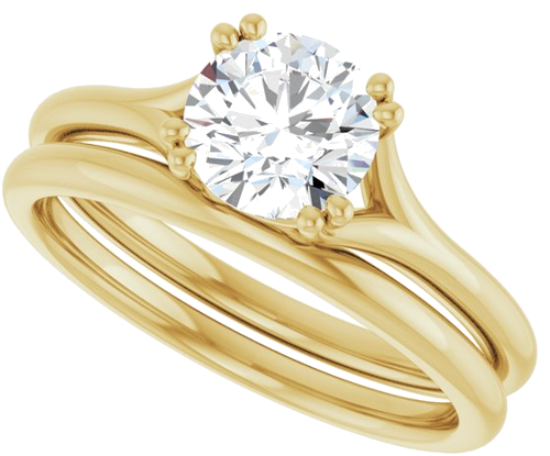 14K Yellow 6.5 mm Round Twin-Prong Woven Solitaire Engagement Ring (10)
