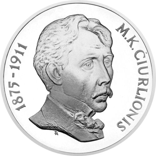 1995 Микалоюс К. Чюрльонис 50 лита сребърна монета (2)