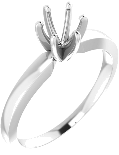14K White 5.4-5.7 mm Round 6-Prong Solitaire Engagement Ring Mounting (1)