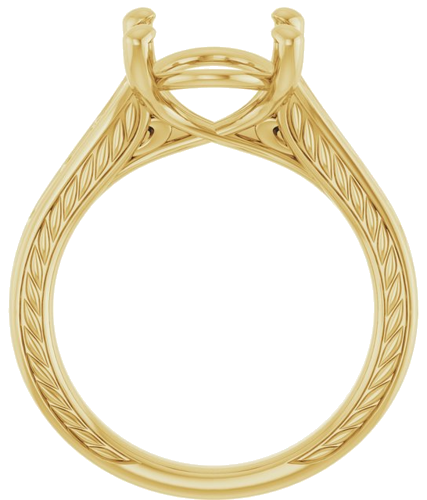 Sužadėtuvių Žiedas „Solitaire Scroll“ 14k yellow gold Oval 11mm x 9mm (2)