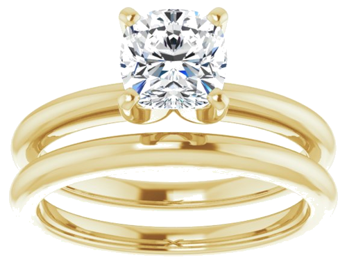 14K Yellow  6 mm Cushion Solitaire Engagement Ring Mounting (8)