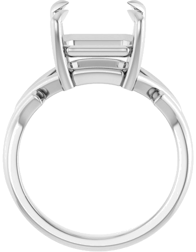 14K White 10 mm Asscher Solitaire Engagement Ring Mounting (2)