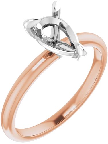 Sužadėtuvių Žiedas „Solitaire“ 585 Baltojo Ir Rožinis Aukso Pear Shape 9mm x 6mm (1)