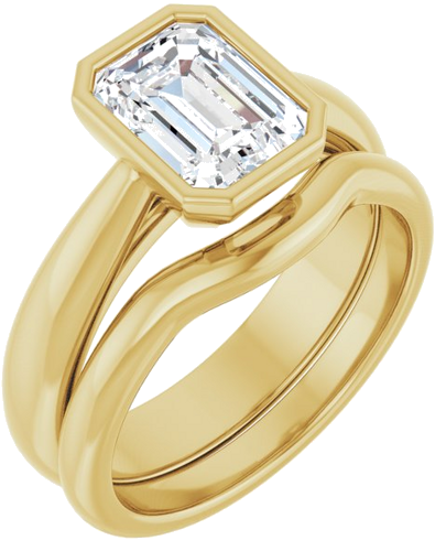 Sužadėtuvių Žiedas „Bezel-Set Solitaire“ 14k yellow gold Emerald 8mm x 6mm (6)