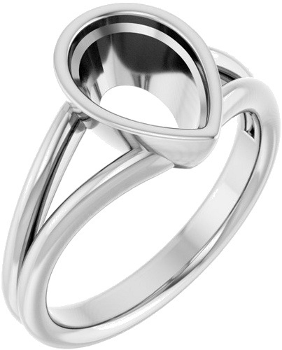 Sužadėtuvių Žiedas „Bezel-Set Solitaire“ 14k white gold Pear 10mm x 7mm (1)