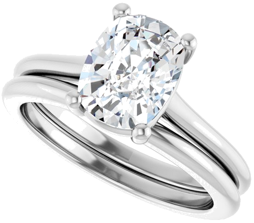 Sužadėtuvių Žiedas 14k white gold Elongated Cushion 8.5mm x 6.5mm (10)