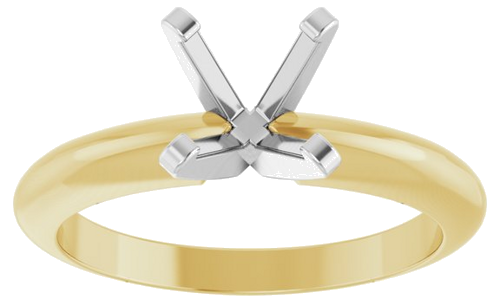 14K Yellow White 6.5 mm Round Solitaire Engagement Ring Mounting (3)