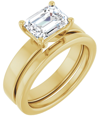 14K Yellow 8x6 mm Emerald Solitaire Engagement Ring Mounting (6)