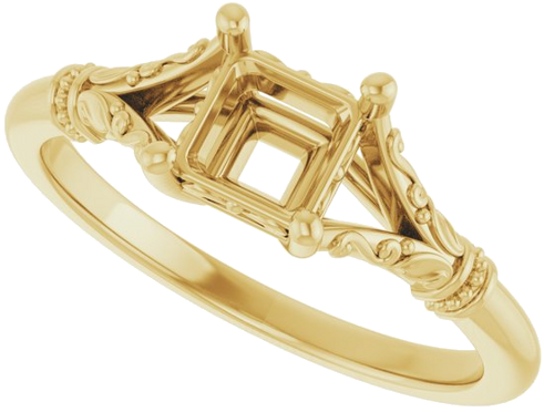 Sužadėtuvių Žiedas „Sculptural“ 14k yellow gold Square 5mm (5)