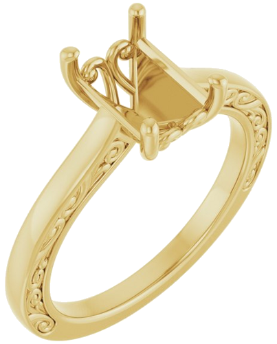 14K Yellow  8x6 mm Emerald Solitaire Engagement Ring Mounting (1)