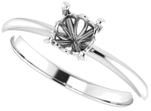 14K White 5 mm Cushion Solitaire Engagement Ring Mounting (5)