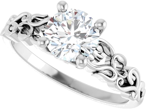 Sužadėtuvių Žiedas „Solitaire Sculptural“ 14k white gold Round 6.5mm (10)
