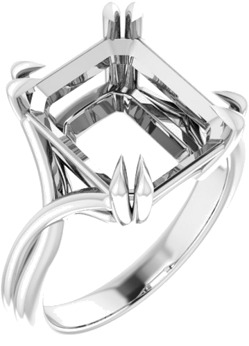 Sužadėtuvių Žiedas „Double Claw-Prong Solitaire Criss-Cross“ 10k white gold Emerald 12mm x 10mm (1)