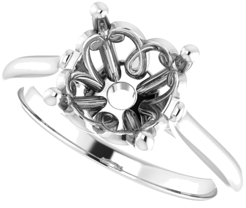 Sužadėtuvių Žiedas „Solitaire“ 14k white gold Round 9mm (5)