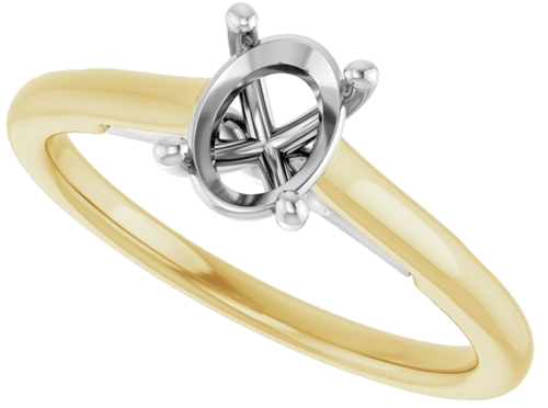 14K Yellow   White  7x5 mm Oval Solitaire Engagement Ring Mounting (5)