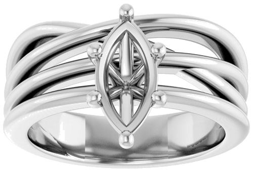 Sužadėtuvių Žiedas „Solitaire Asymmetric“ 10k white gold Marquise 10mm x 5mm (3)