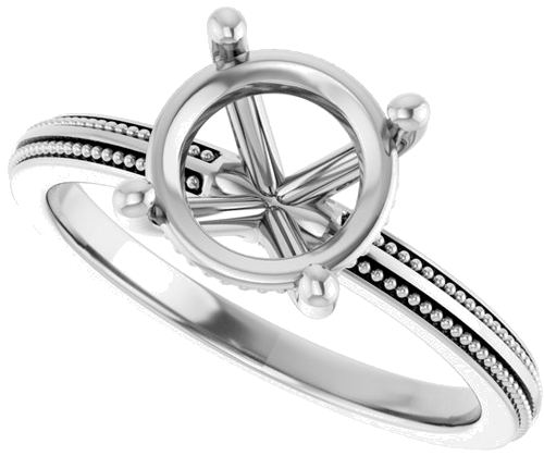 Sužadėtuvių Žiedas „Solitaire Milgrain“ 14k white gold Round 8mm (5)