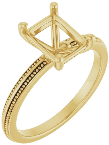 Sužadėtuvių Žiedas „Solitaire Milgrain“ 14k yellow gold Emerald 8mm x 6mm (1)