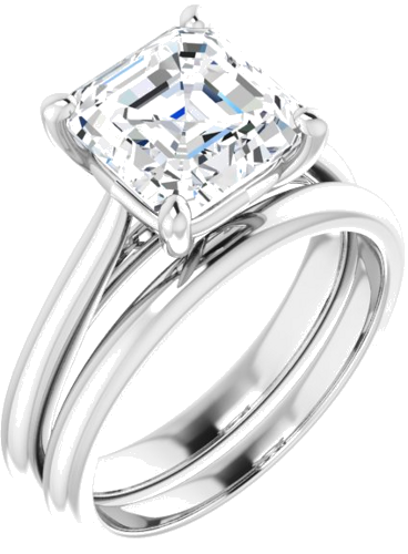 Sužadėtuvių Žiedas „Solitaire“ 585 Baltojo Aukso Asscher 8mm (6)