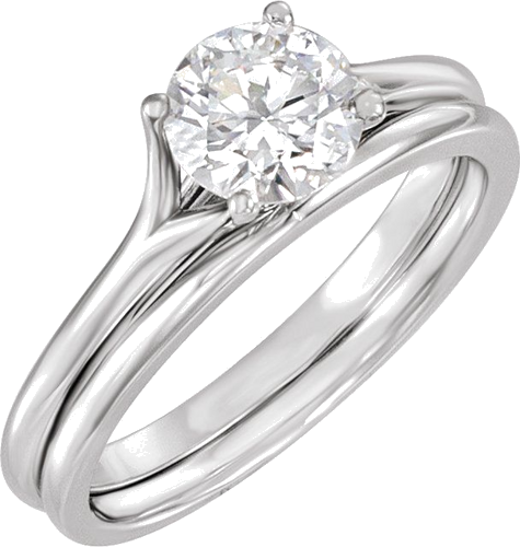 Sužadėtuvių Žiedas „Solitaire“ 14k white gold Round 6.5mm (6)