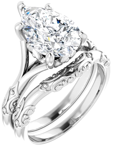 Sužadėtuvių Žiedas „Solitaire Sculptural“ 14k white gold Pear 12mm x 8mm (6)