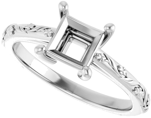 Sužadėtuvių Žiedas „Solitaire“ 14k white gold Square 5.5mm (5)