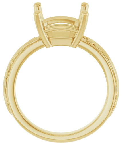 Sužadėtuvių Žiedas „Solitaire Sculptural“ 14k yellow gold Emerald 12mm x 10mm (2)