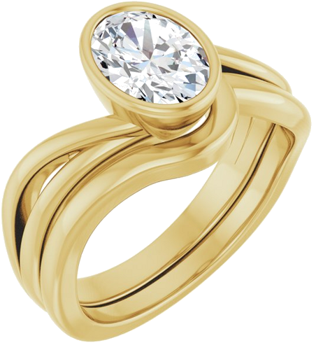 Sužadėtuvių Žiedas „Bezel-Set“ 14k yellow gold Oval 8mm x 6mm (6)