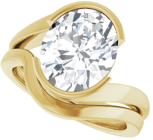 Sužadėtuvių Žiedas „Half-Bezel Solitaire“ 14k yellow gold Oval 11mm x 9mm (10)
