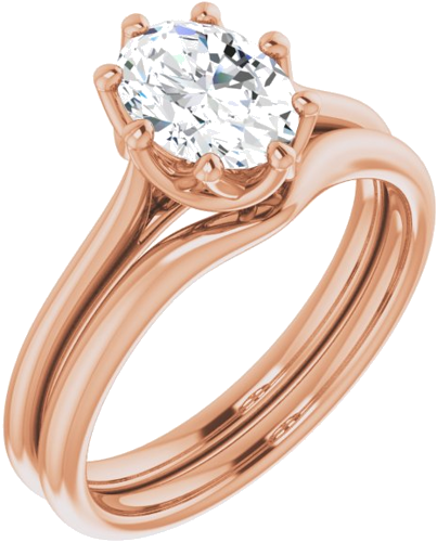 Sužadėtuvių Žiedas „Solitaire“ 14k rose gold Oval 8mm x 6mm (6)