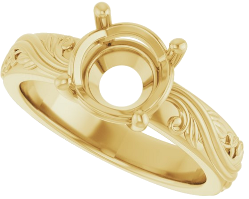 Sužadėtuvių Žiedas „Solitaire Sculptural“ 14k yellow gold Round 8.2mm (5)