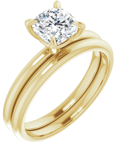14K Yellow  6x6 mm Cushion Solitaire Engagement Ring Mounting (6)