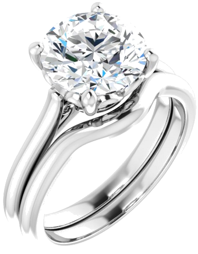 Sužadėtuvių Žiedas „Solitaire“ 14k white gold Round 9mm (6)