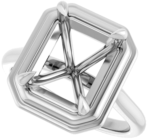 Sužadėtuvių Žiedas „Claw-Prong Solitaire“ 14k white gold Emerald 10mm x 8mm (5)