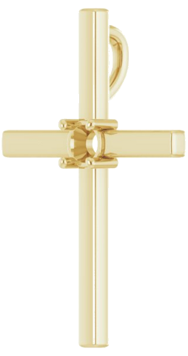 Pakabukas „Solitaire Cross“ 10k yellow gold Round 3.8mm (2)