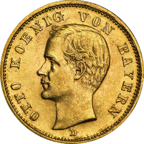 20 Markių Otto (1895-1913) Auksinė moneta Bavarija Vokietijos imperija (1)