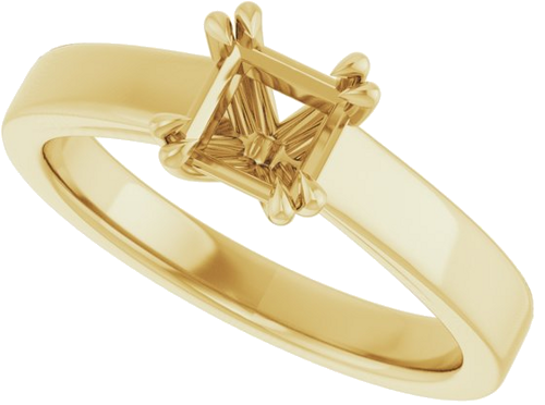 Sužadėtuvių Žiedas „Double Claw-Prong Solitaire“ 14k yellow gold Square 5mm (5)