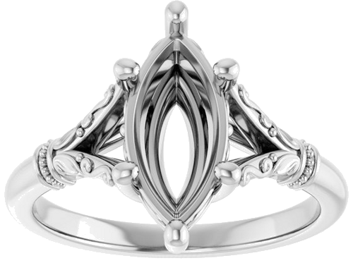 Sužadėtuvių Žiedas „Sculptural“ 14k white gold Marquise 12mm x 6mm (3)