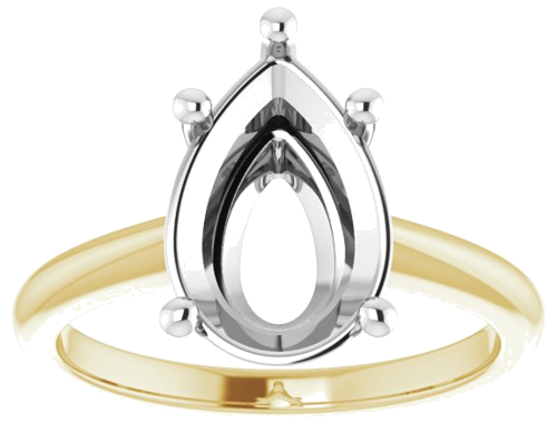 Sužadėtuvių Žiedas „Solitaire“ 14k yellow/white gold Pear 12mm x 8mm (3)