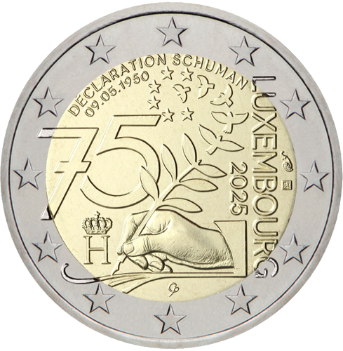 2025 Luxembourg 75th Anniversary of the Schuman Declaration 2 Euro Coin (1)