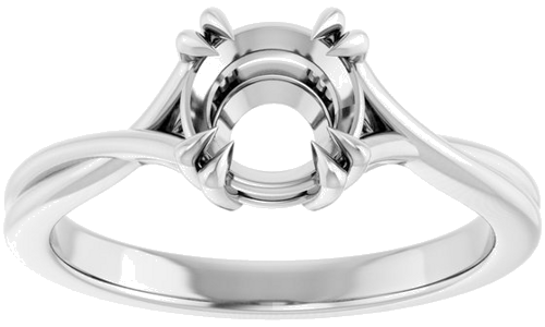 14K White 6.5 mm Round Solitaire Engagement Ring Mounting (3)