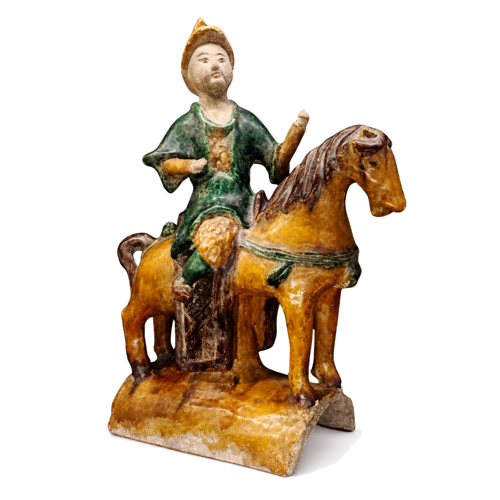 Glazed ceramic roof ridge figure with a rider on a horse, Ming dynasty, China, 14th – 17th century (1)