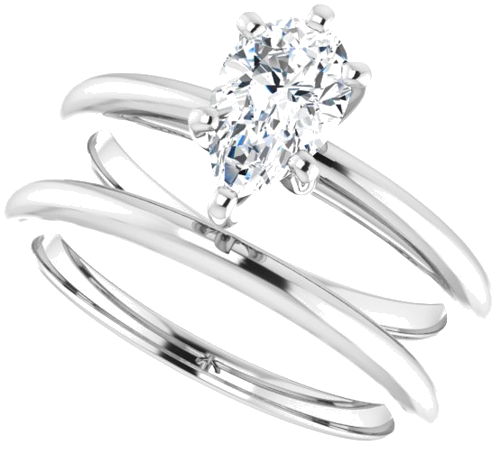 14K White  8x5 mm Pear Solitaire Engagement Ring Mounting (10)