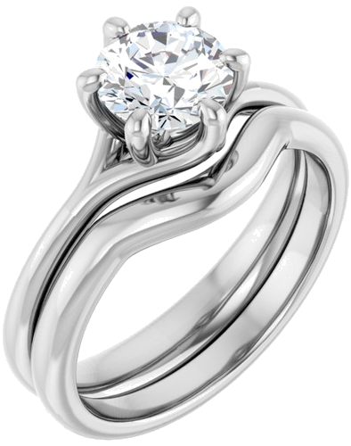 14K White 6.5 mm Round Engagement Ring Mounting (6)